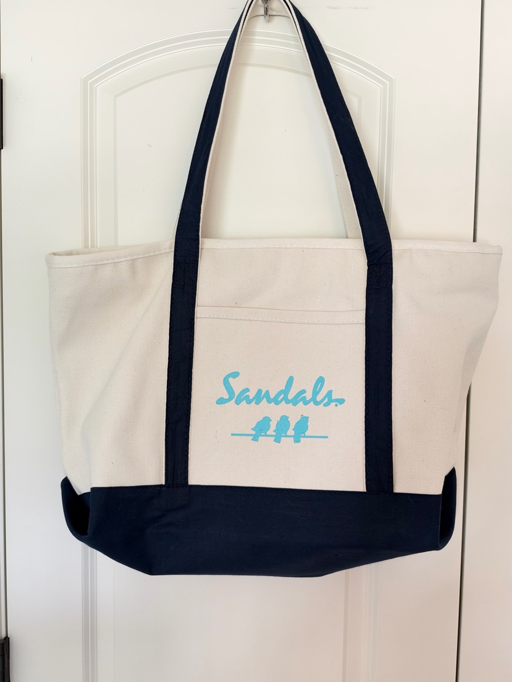 Sandals Canvas Tote Bag in Cream and Navy
